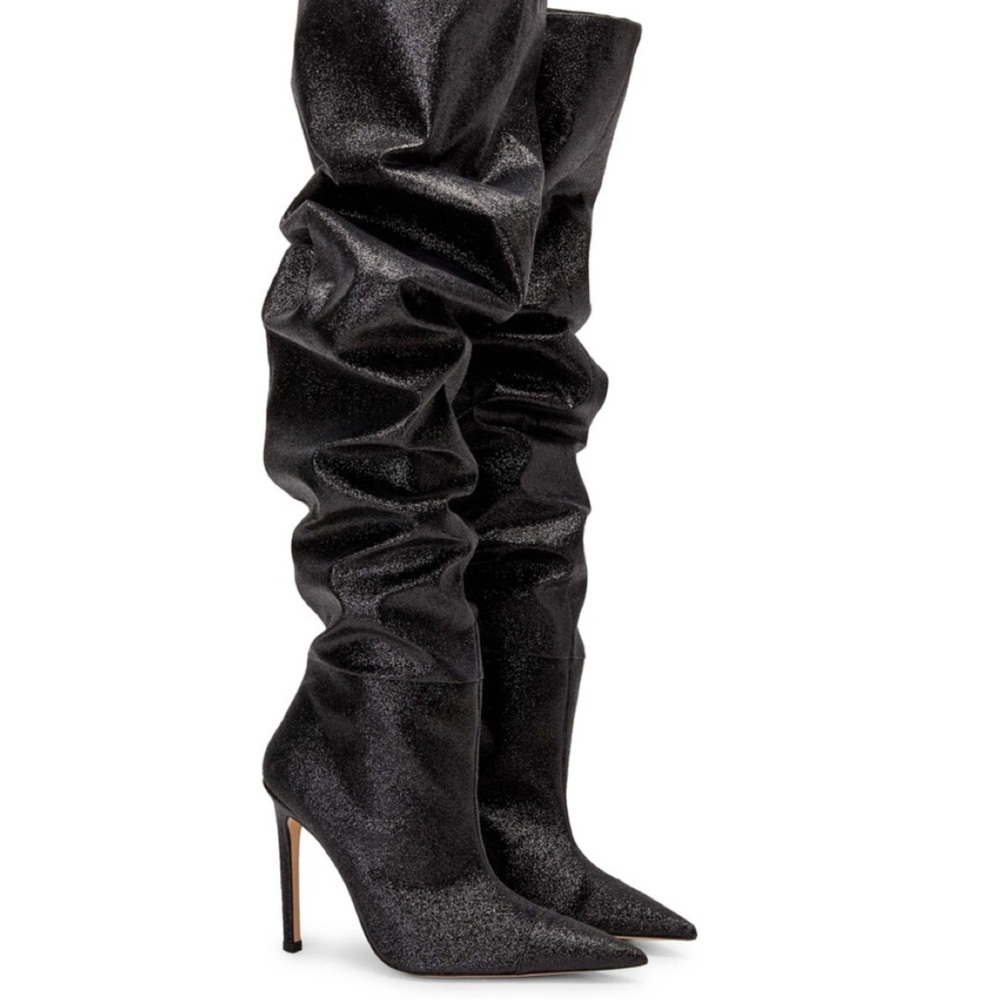 Good American Slouchy Over The Knee Boots In Black/ Glitter starting at …